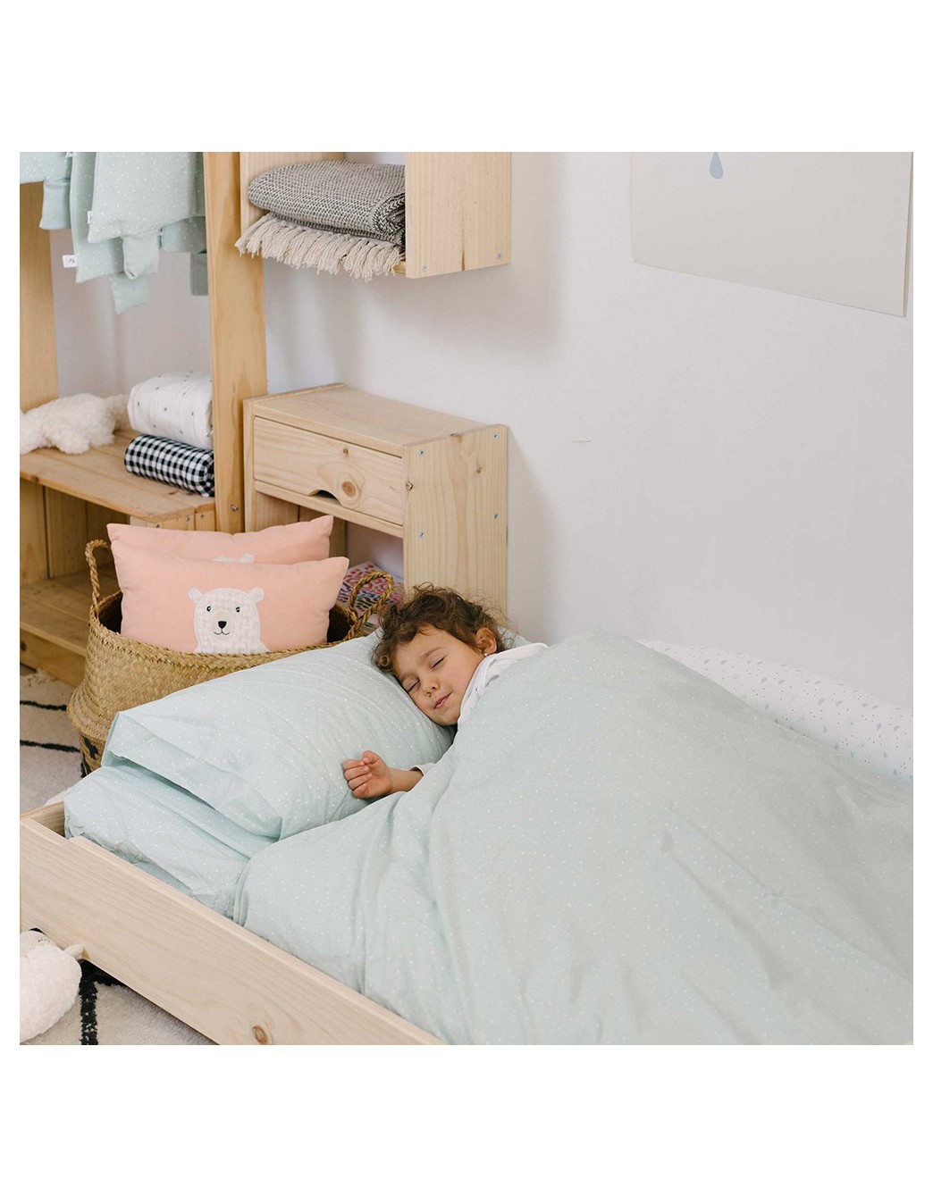 Cojines rulo protectores para cama Montessori a ras de suelo