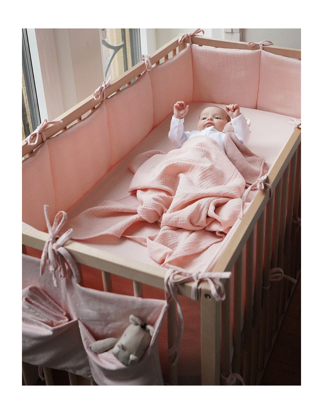 Muselina rosa bebé_canastilla bebé