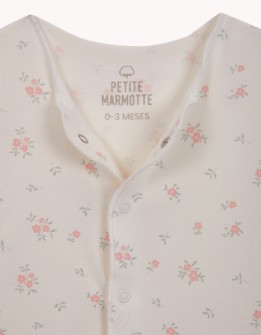 pijama recién nacido algodón orgánico flores rosas Petite Marmotte