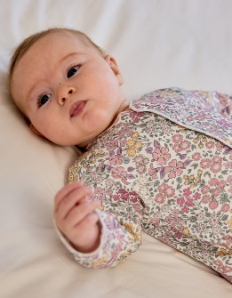 pijama bebé flores rosas - Petite Marmotte