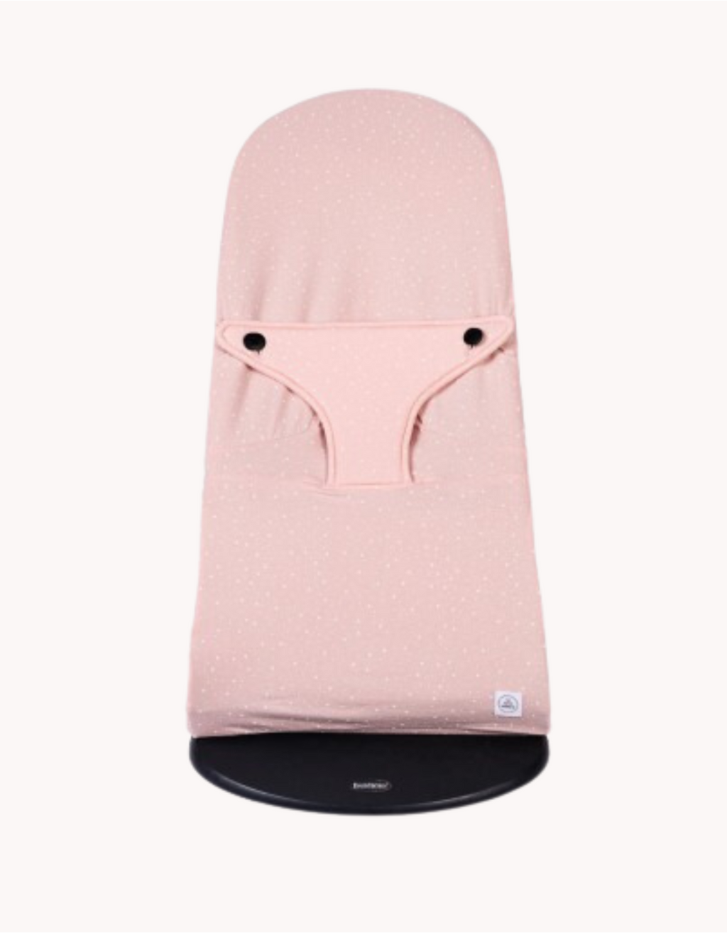 Funda para hamaca BabyBjörn Pink Dots en algodón orgánico estampado topos rosa.
