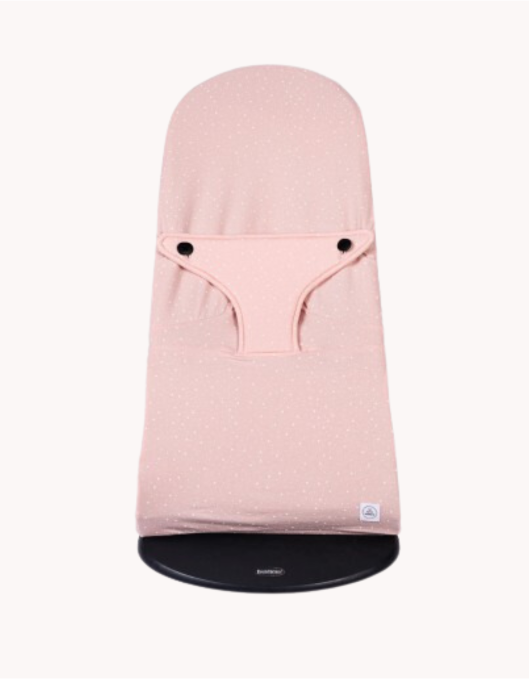 Funda para hamaca BabyBjörn Pink Dots en algodón orgánico estampado topos rosa.
