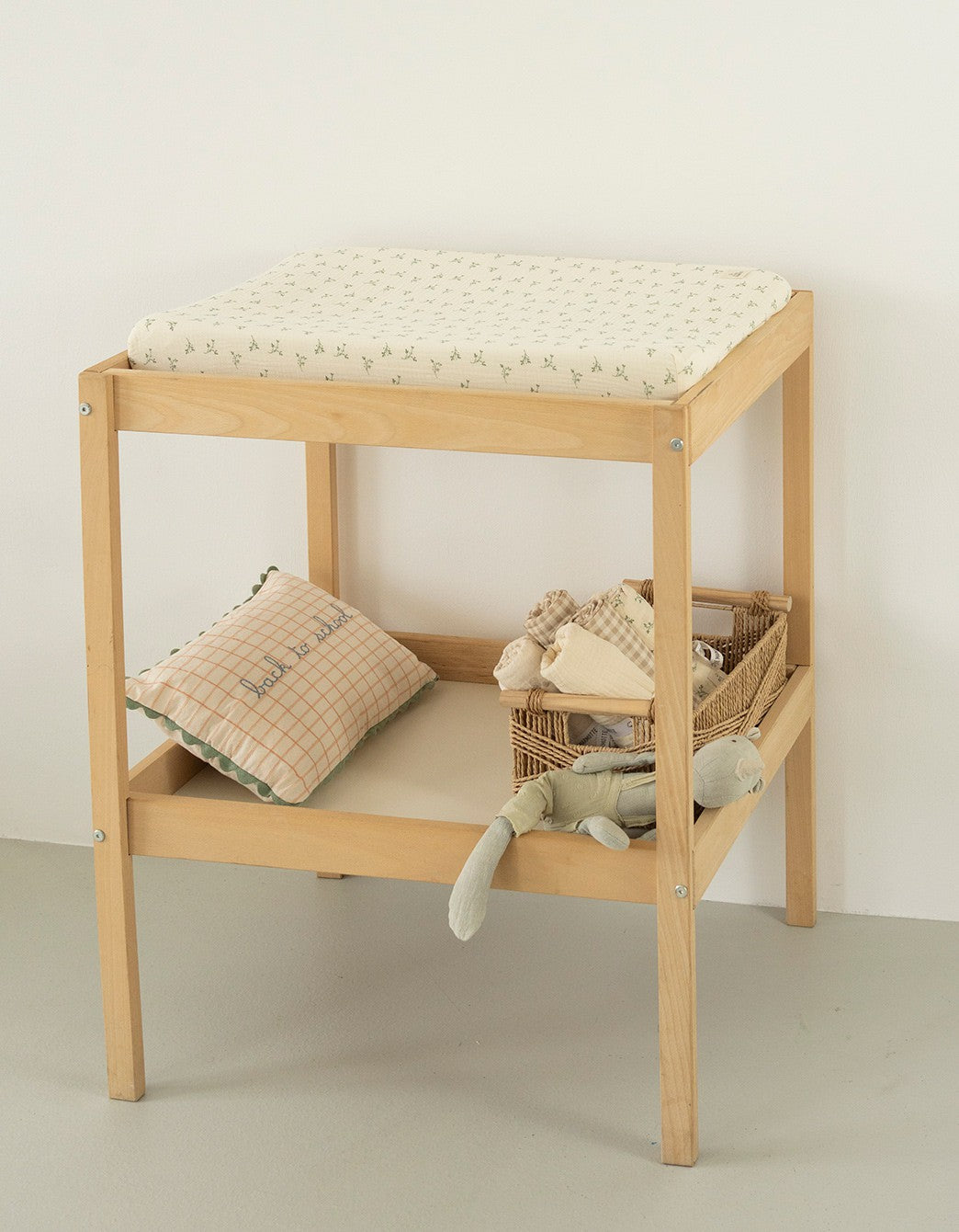 Housse de matelas à langer en mousseline Crème Olive