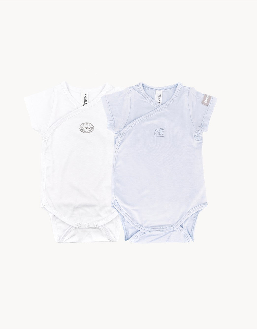 Pack of 2 Bamboo Bodysuits, White-Blue