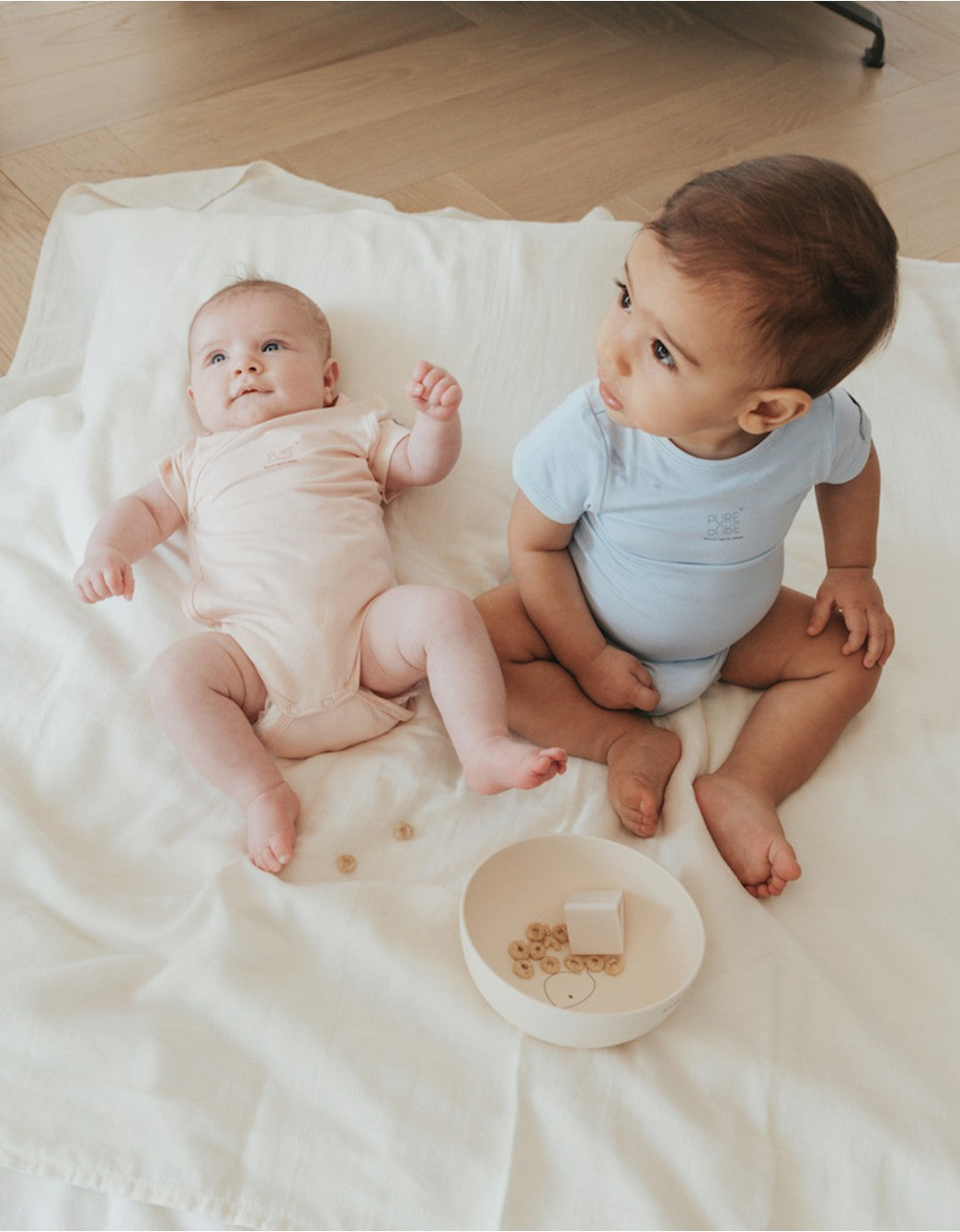 Pack of 2 Bamboo Bodysuits, White-Blue