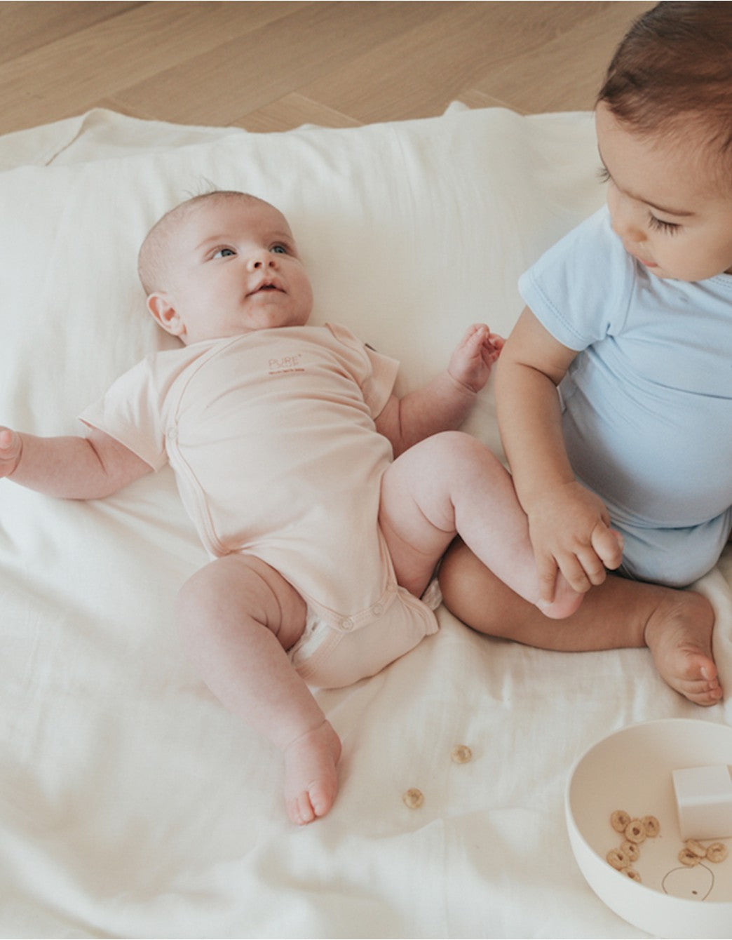Pack of 2 Bamboo Bodysuits, White-Pink