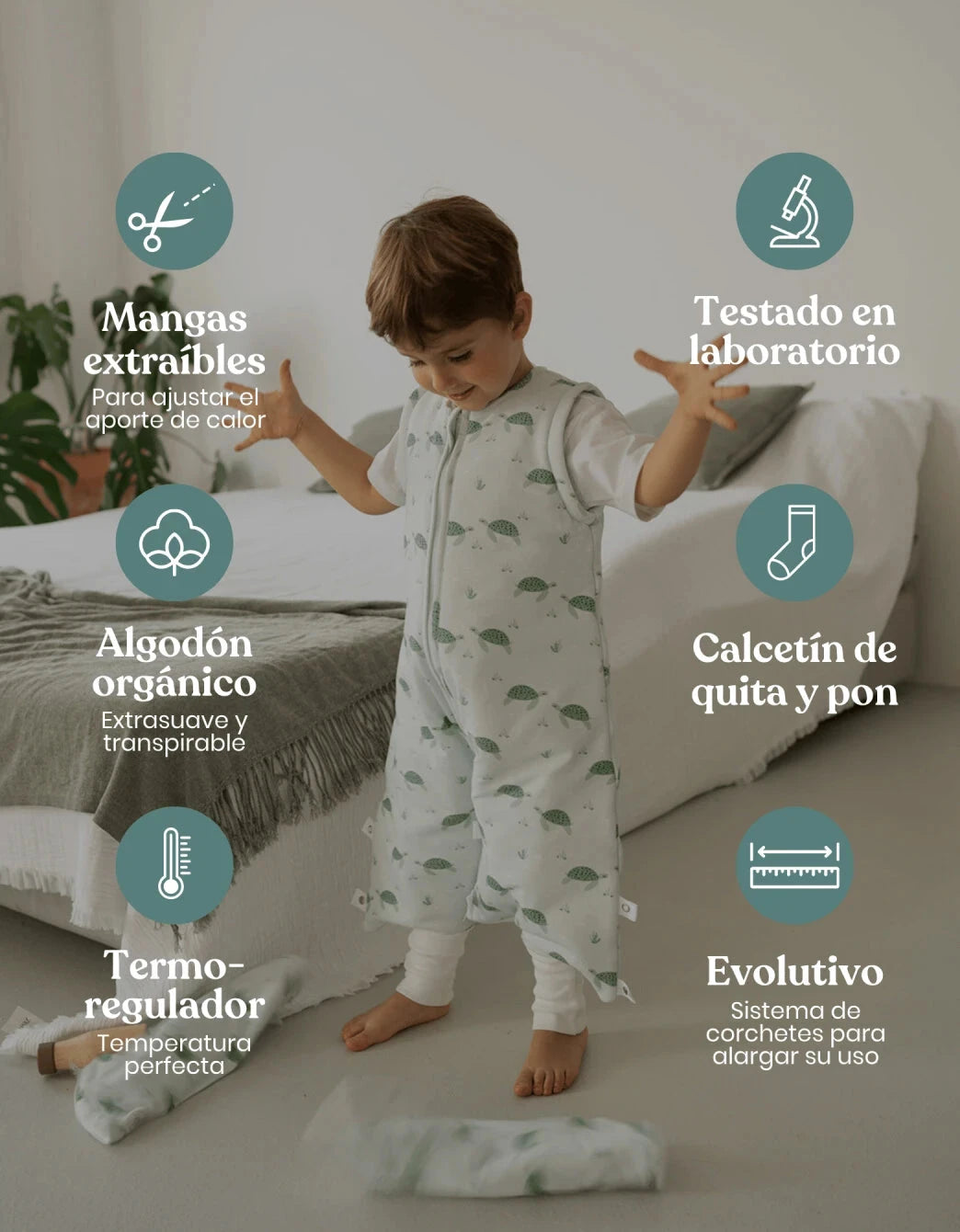 Pijama manta Entretiempo Tortugas TOG 1,5 Petite Marmotte