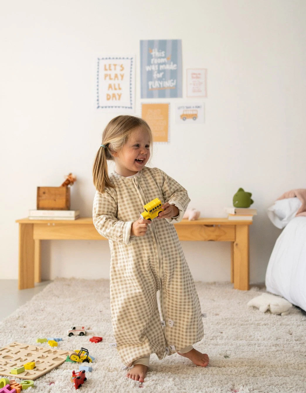 Pijama manta Entretiempo Vichy Sand TOG 1,5 Petite Marmotte