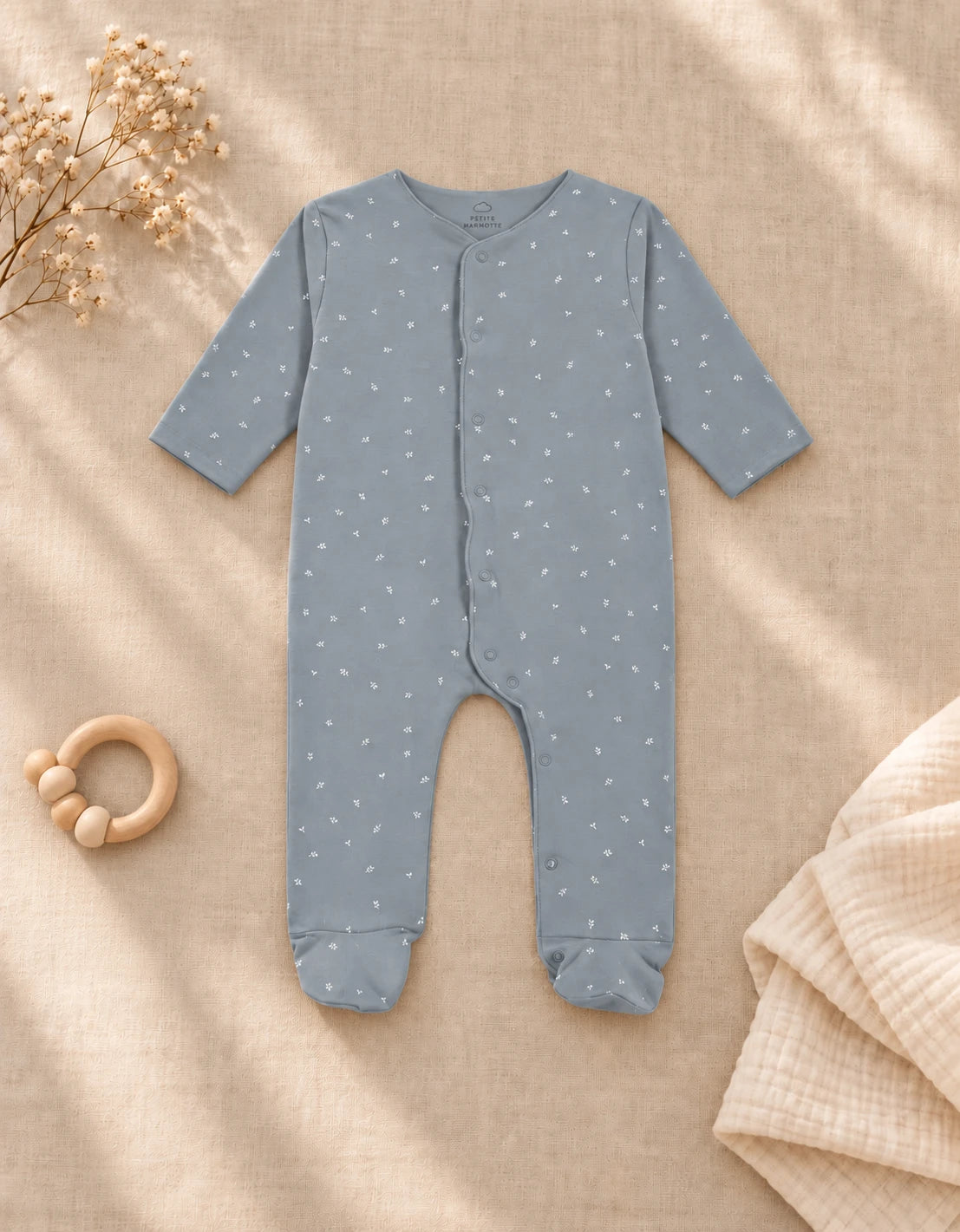 pijama bebé algodón orgánico gris - petite marmotte
