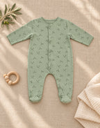 pijama bebé algodón orgánico hojas verde - petite marmotte

