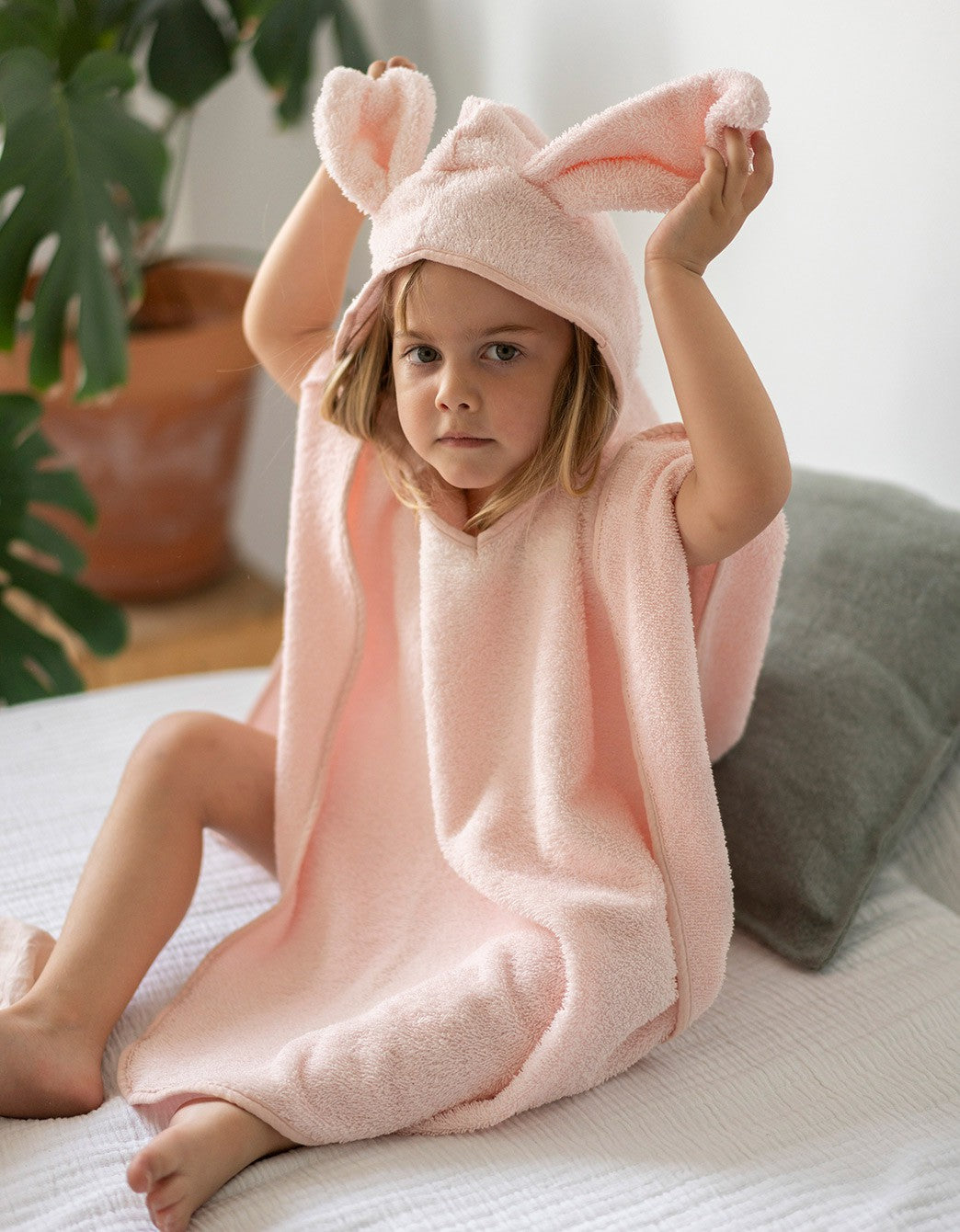 Pink towel poncho