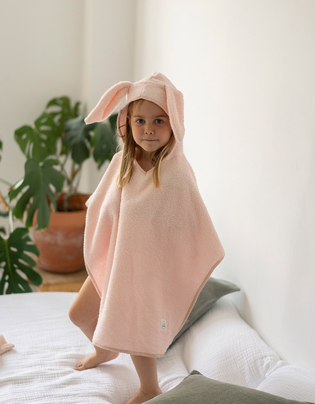 Pink towel poncho