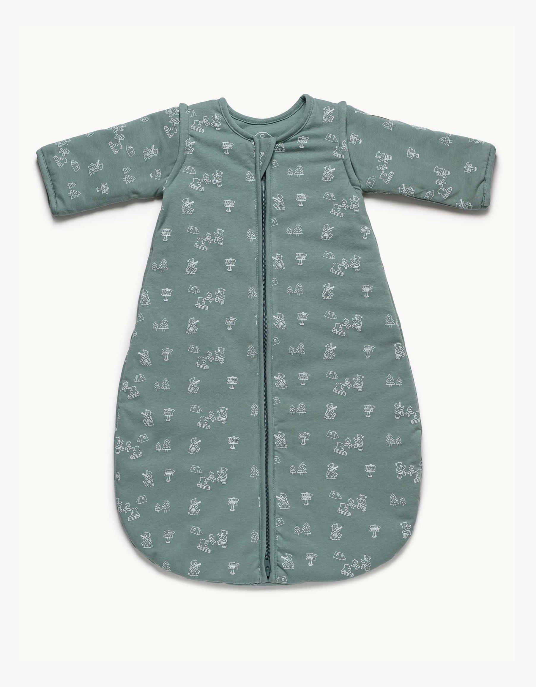 Saco de dormir bebé entretiempo Forest TOG 1,5 de algodón orgánico con mangas extraíbles.
