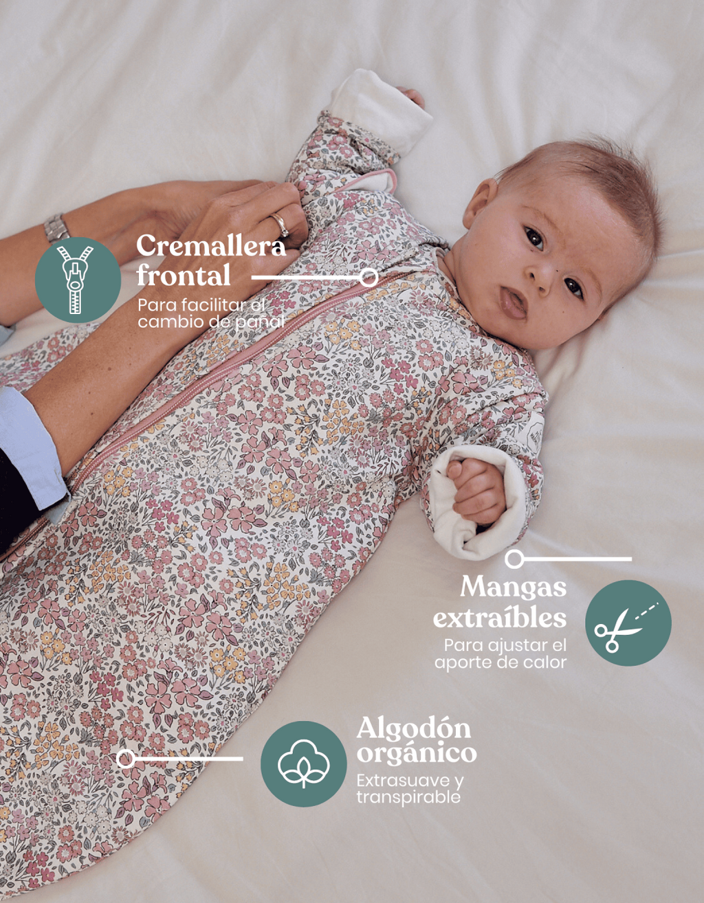 Saco de dormir bebé entretiempo Liberty Rosa TOG 1,5