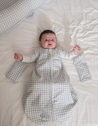 Saco de dormir bebé entretiempo Vichy Gris TOG 1.5 de algodón orgánico con mangas desmontables extraíbles