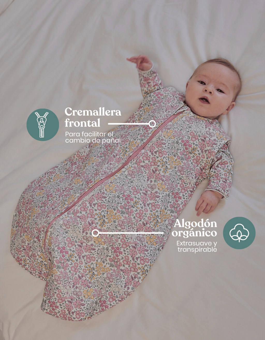 Saco de dormir bebé Liberty Rosa TOG 0,5
