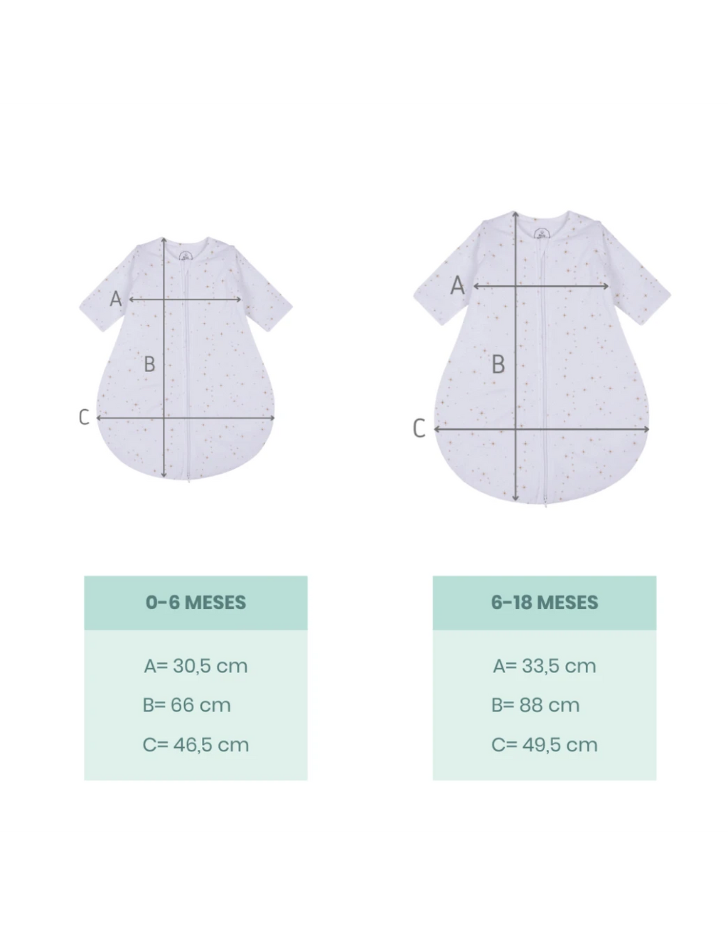 Guía de tallas del saco de dormir Stars TOG 2,5