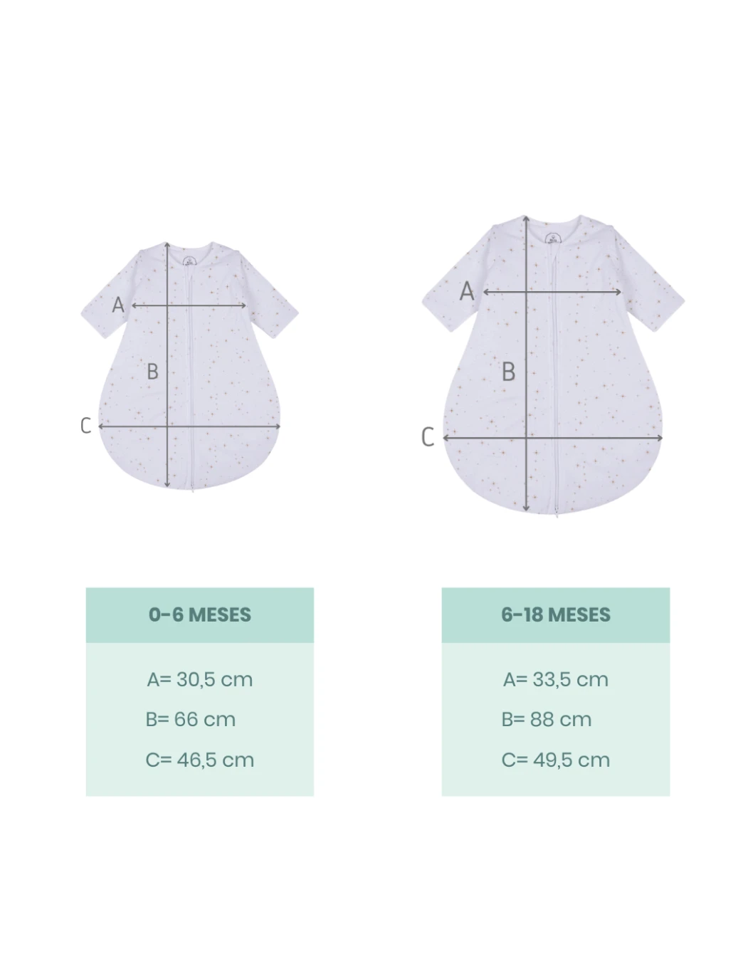 Guía de tallas del saco de dormir Stars TOG 2,5