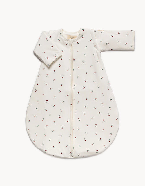 Saco de dormir bebé entretiempo Cherries TOG 1,5 con mangas extraíbles y algodón orgánico